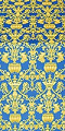 Peacocks metallic brocade (blue/gold)