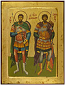 Icon: Holy Great Martyrs Theodor of Thyron and Theodor Stratilatus (9.4''x12.2'' (24x31 cm))