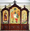 Church kiots: Large Triple carved icon case (kiot)