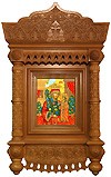 Icon cases: Tikhvin complex carved icon case with roof