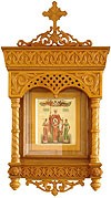 Icon cases: Cathedral complex carved icon case with roof
