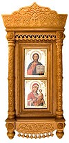 Icon cases: Double Tikhvin complex carved icon case