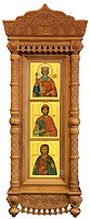 Icon cases: Triple Tikhvin complex carved icon case