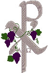 Adorned Chi Rho with Alpha & Omega embroidered applique