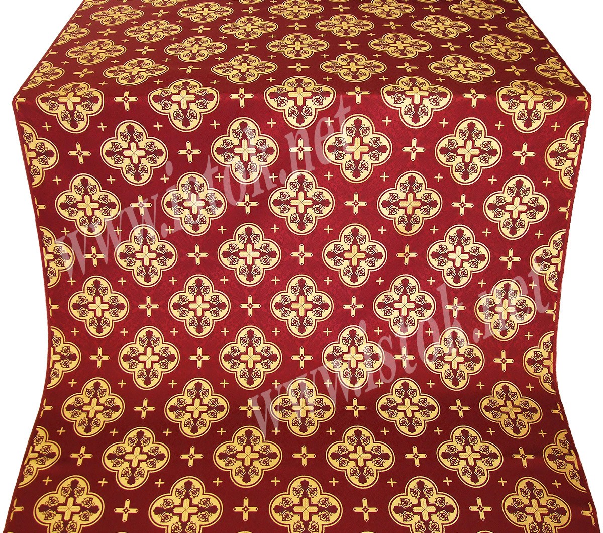 Kostroma silk (rayon brocade) (claret/gold)
