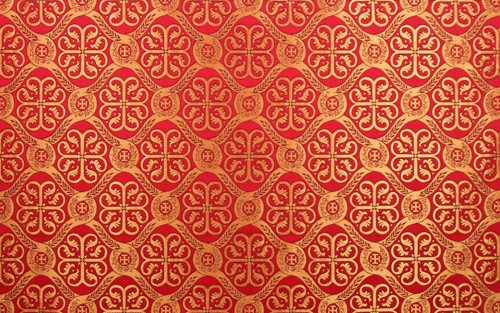 Floral Cross silk (rayon brocade) (red/gold)