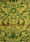 Damask metallic brocade (green/gold)