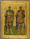 Icon: Holy Great Martyrs Theodor of Thyron and Theodor Stratilatus (9.4''x12.2'' (24x31 cm))