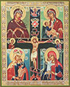 Religious icon: Four-part icon with Crucifixion