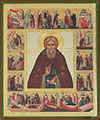Religious icon: Holy Venerable Sergius of Radonej (with life scenes)