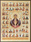 Religious icon: Mother of God the Inexhaustible Cup with icons