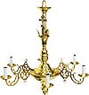 One-level church chandelier - 13 (6 lights)