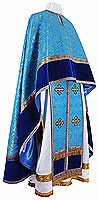 Greek Priest vestment -  metallic brocade B (blue-gold)