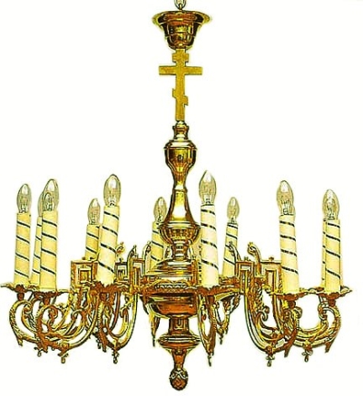 One-level church chandelier - 4 (12 lights)