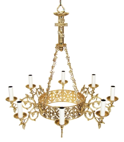 One-level church chandelier (horos) - 4 (8 lights)