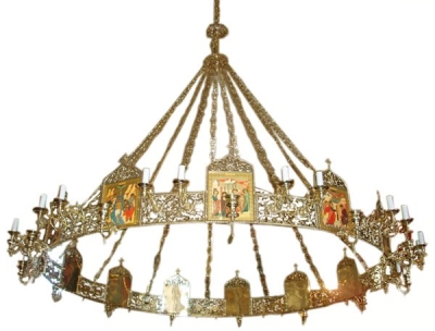 One-level church chandelier (horos) - 2 (36 lights)
