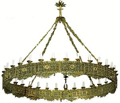 One-level church chandelier (horos) - 14 (32 lights)