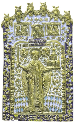 Metal icon: St. Nicholas the Wonderworker (of Mozhaisk) - 2