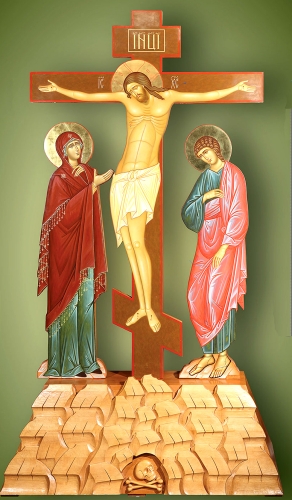 Large painted crucifixion with figures - 1