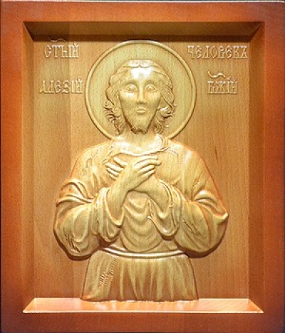 Carved icon: of Holy Blessed Alexis a Man of God