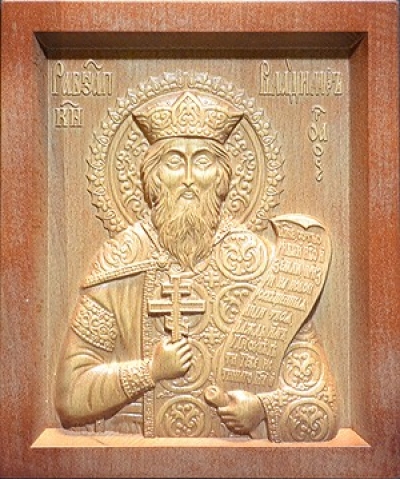 Carved icon: of Holy Great Prince Vladimir Equal-to-the-Apostles