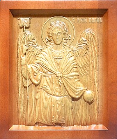 Carved icon: of Holy Archangel Gabriel