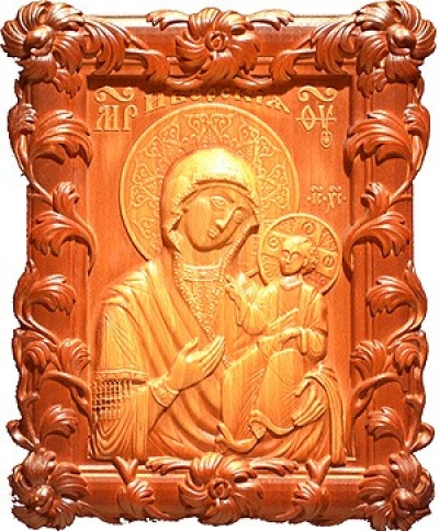 Carved icon: of the Most Holy Theotokos of Iveron