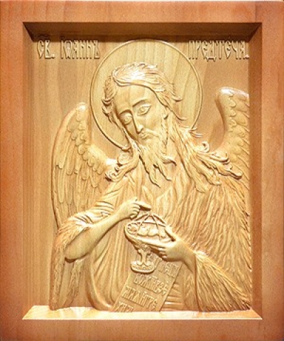 Carved icon: of the Holy Prophet St. John the Baptist