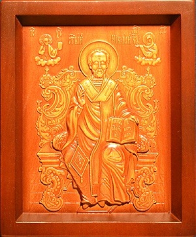 Carved icon: of St. Nicholas the Wonderworker