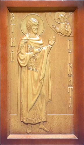 Carved icon: of Holy Martyr Nicetas