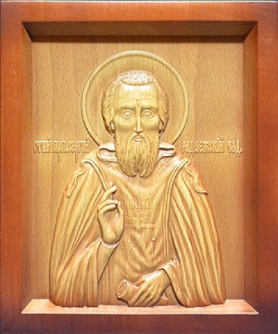 Carved icon: of Holy Venerable Sergius of Radonezh