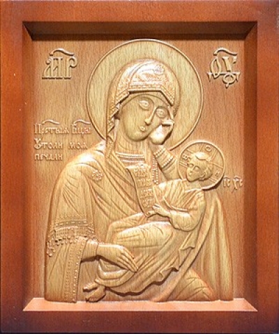 Carved icon: of the Most Holy Theotokos the Healer of Sorrows