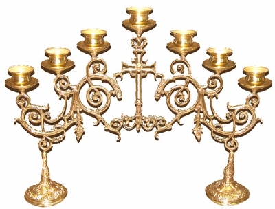 Seven-branch table 2-leg Narrow candelabrum