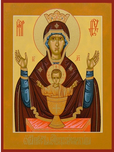 Byzantine icon: The Most Holy Theotokos The Inexhaustible Cup