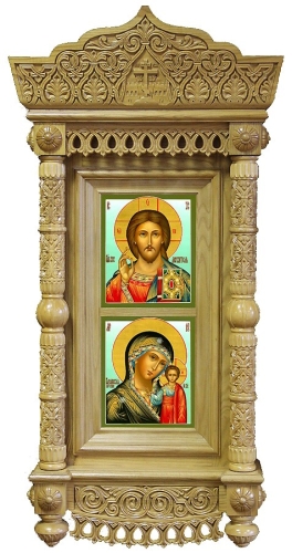 Icon cases: Double Tikhvin complex carved icon case