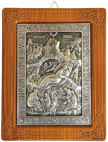 Icon of Nativity of Christ (silver-gilding)