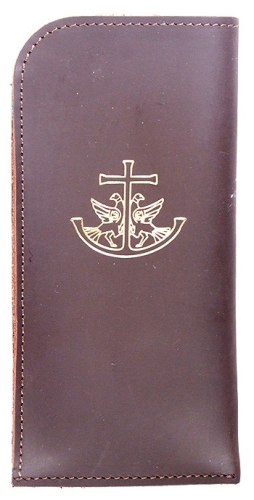 Genuine leather glasses cover with cross - 1