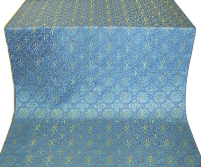 Greek Alpha-and-Omega metallic brocade (blue/gold)