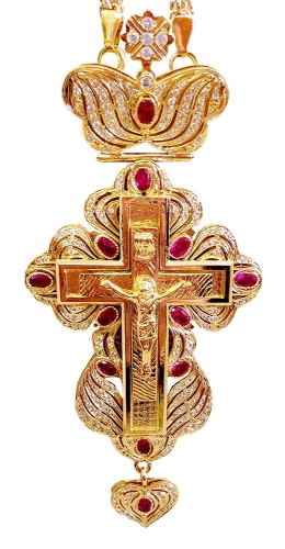 Clergy jewelry pectoral cross no.11 (red stones)