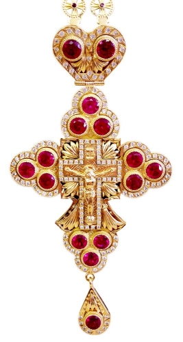 Clergy jewelry pectoral cross no.32 (red stones)