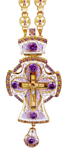 Clergy jewelry pectoral cross no.38 (violet enamel)