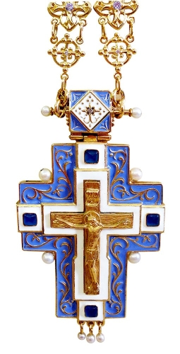 Clergy jewelry pectoral cross no.47 (blue enamel)