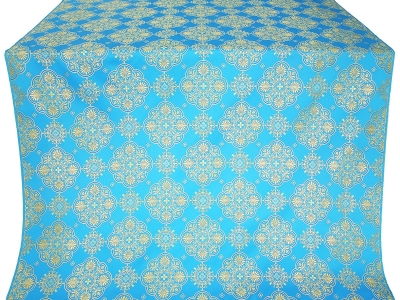 Pochaev Posad silk (rayon brocade) (blue/gold)