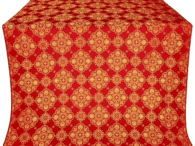 Pochaev Posad silk (rayon brocade) (red/gold)