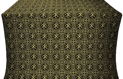 Alpha-and-Omega metallic brocade (black/gold)