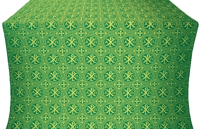 Alpha-and-Omega metallic brocade (green/gold)