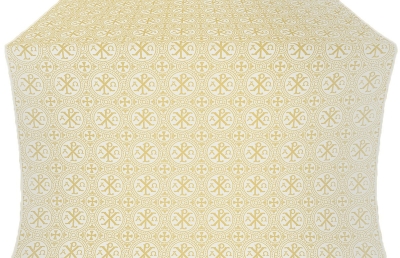 Alpha-and-Omega metallic brocade (white/gold)