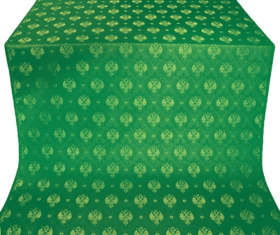 Russian Eagle metallic brocade (green/gold)