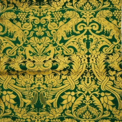 Damask metallic brocade (green/gold)