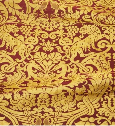 Damask metallic brocade (claret/gold)